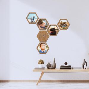 Dřevo života | Sada fotorámačků HEXAGON Zvolte barvu dekoru: Horský dub | Rozměry (cm)rámečků: 13x18 | Text: Láska