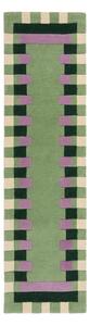 Zeleno-fialový ručně tkaný vlněný běhoun 60x230 cm Kai Wool Border – Flair Rugs