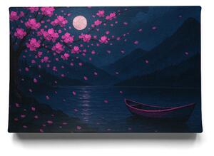 KRAFTHOUSE.EU Moonlit Sakura Lake – obraz na plátno Premium Canvas | 100% bavlna | Různé rozměry Velikost: 30 x 20 cm