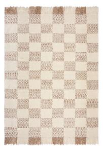 Krémový/v přírodní barvě ručně tkaný koberec s příměsí vlny 200x300 cm Eric Checkboard – Flair Rugs