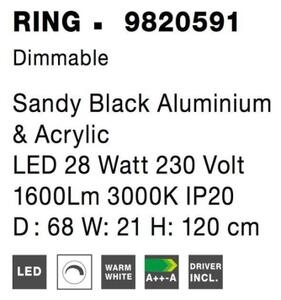 Závěsné LED svítidlo NOVA LUCE RING 27W 3000K 9820591 stmívatelné Triac