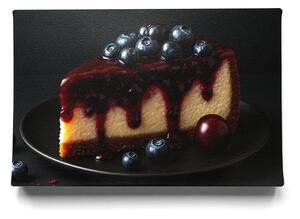 KRAFTHOUSE.EU Sladké Pokušení – Borůvkový Cheesecake na Černém Pozadí – obraz na plátně Premium Canvas | 100% bavlna | Různé rozměry Velikost: 30 x 20 cm