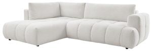 -25 % Dny MOMENTI– Bobochic Paris Bílá bouclé rozkládací pohovka Fuji 282 cm, levá