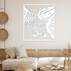 Dřevo života | Dřevěný obraz LVA SE ZEBROU | Rozměry (cm): 40x47 | Barva: Bílá