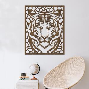 Dřevo života | Dřevěná dekorace na zeď TIGER | Rozměry (cm): 40x39 | Barva: Bílá