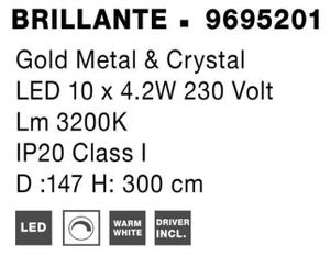 Závěsné LED svítidlo NOVA LUCE BRILLANTE 134W 3200K 9695201 stmívatelné Triac