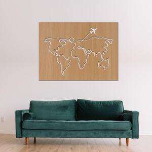 Dřevo života | Dřevěná mapa světa CESTA | Barva: Světlý dub | Velikost map: 60x44