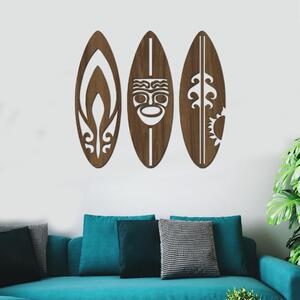 Dřevo života | Dřevěná dekorace na zeď SURF | Barva: Ořech | Rozměry (cm): 90x90