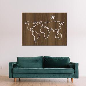 Dřevo života | Dřevěná mapa světa CESTA | Barva: Bílá | Velikost map: 60x44