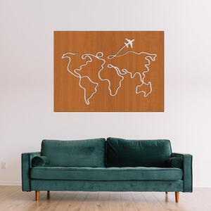 Dřevo života | Dřevěná mapa světa CESTA | Barva: Černá | Velikost map: 60x44