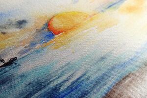 Obraz akvarelové moře a zapadající slunce