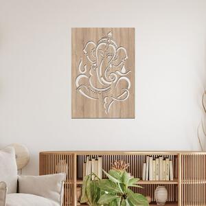 Dřevo života | Dřevěná dekorace na zeď GANESHA II | Rozměry (cm): 30x43 | Barva: Bílá