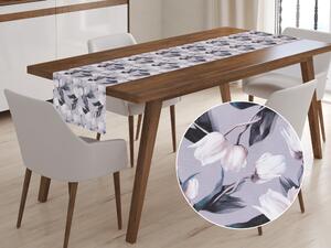 Biante Dekorační běhoun na stůl PML-034 Bílé tulipány na šedém 20x120 cm