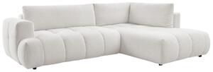 -25 % Dny MOMENTI– Bobochic Paris Bílá bouclé rozkládací pohovka Fuji 282 cm, pravá