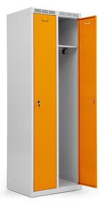 Kovová šatní skříň Trestles SS2M 1800x600x500 mm, 2 oddíly, žluté dveře Typ zámku: cylindrický, Podnož: nožky