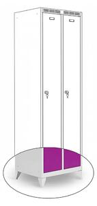 Kovová šatní skříň Trestles SS2M 1800x600x500 mm, 2 oddíly, fialové dveře Typ zámku: cylindrický, Podnož: nožky