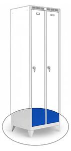 Kovová šatní skříň Trestles SS2M 1800x600x500 mm, 2 oddíly, modré dveře Typ zámku: cylindrický, Podnož: nožky