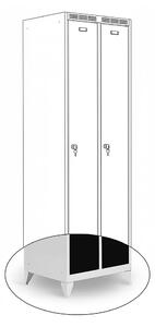 Kovová šatní skříň Trestles SS2M 1800x600x500 mm, 2 oddíly, černé dveře Typ zámku: cylindrický, Podnož: nožky