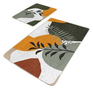 Zelené sametové koupelnové předložky v sadě 2 ks 60x100 cm Illustrated Autumn – Mila Home