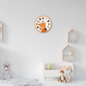 Dřevěné designové hodiny bílé/světle hnědé PRIM Kaia