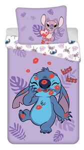 Fialové bavlněné dětské povlečení na jednolůžko 140x200 cm Lilo and Stitch "Kiss" – Jerry Fabrics