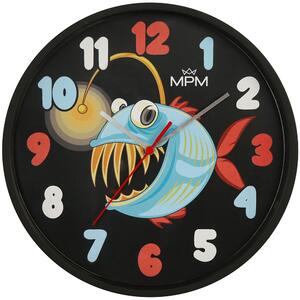 MPM Pestrobarevné dětské nástěnné hodiny ryba E01M.4269.90