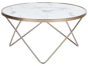 Konferenční stolek s mramorovým efektem bílý/zlatý MERIDIAN II