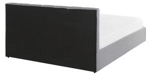 Postel s úložným boxem, čalouněné 140 x 200 cm, šedá DREUX