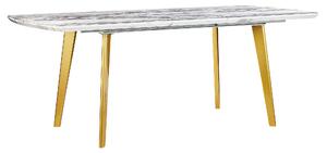 Rozkládací jídelní stůl 160/200 x 90 cm mramorový efekt se zlatou MOSBY