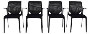 Vitra designové konferenční židle Meda Slim (s područkami, černá, pochromovaný hliník)