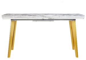 Rozkládací jídelní stůl 160/200 x 90 cm mramorový efekt se zlatou MOSBY