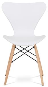 Jídelní židle bílý plast a dřevo natural CT-742 WT