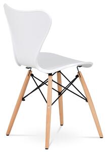 Jídelní židle bílý plast a dřevo natural CT-742 WT