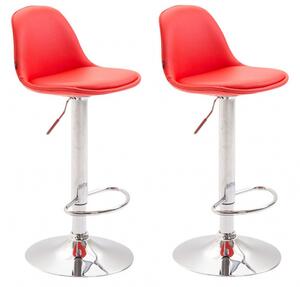 2 ks / set barová židle Kiel čalounění syntetická kůže, chrom, červená