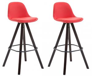 2 ks / set barová židle Franklin syntetická kůže, podnož hranatá cappuccino, červená