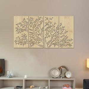 Dřevo života | 4 dílný dřevěný listnatný strom | Barva: Černá | Rozměry (cm): 80x44