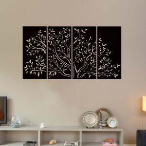 Dřevo života | 4 dílný dřevěný listnatný strom | Barva: Černá | Rozměry (cm): 160x88