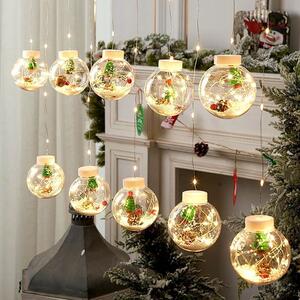 Světelný vánoční LED závěs, koule s vánočními stromečky, mikro řetěz, 3m Barva: Teplá bílá