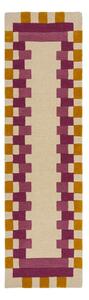 Žluto-růžový ručně tkaný vlněný běhoun 60x230 cm Kai Wool Border – Flair Rugs