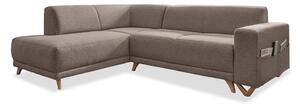 Hnědá rozkládací/s úložným prostorem rohová pohovka (levý roh/do L) Classy Sophie – Miuform