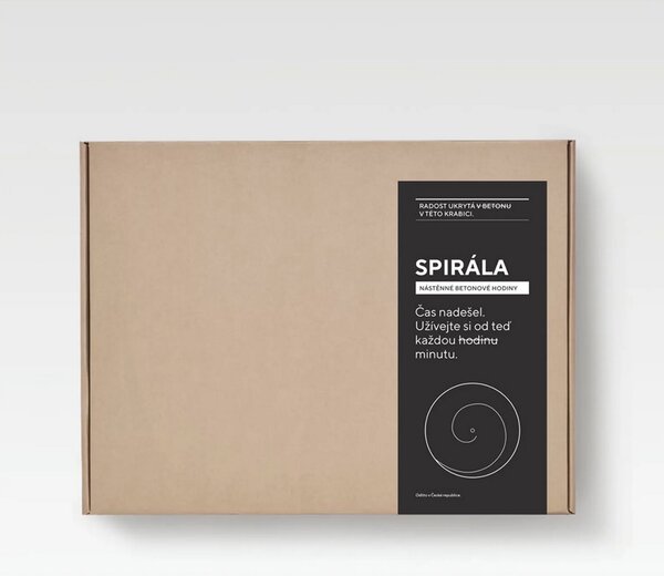 ODLITO Betonové nástěnné hodiny Spirála – grafit (černá) – 30 cm – světlé ručičky