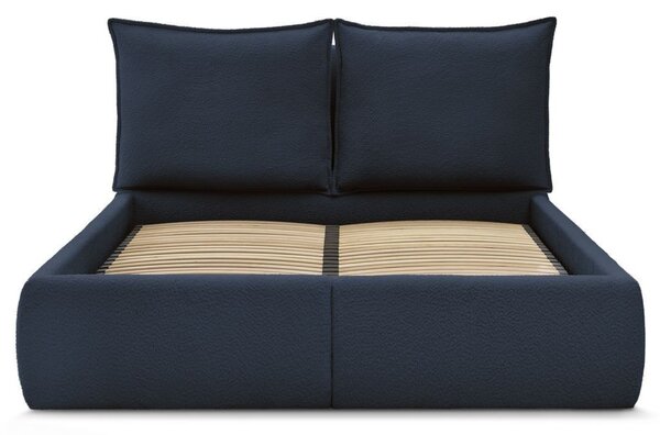 -25 % Dny MOMENTI– Bobochic Paris Tmavě modrá bouclé dvoulůžková postel Garance 160 x 200 cm s úložným prostorem