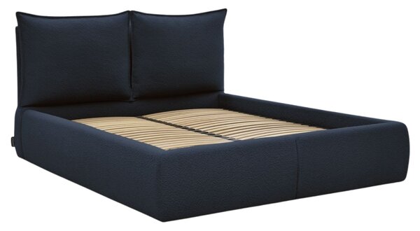 -25 % Dny MOMENTI– Bobochic Paris Tmavě modrá bouclé dvoulůžková postel Garance 160 x 200 cm s úložným prostorem