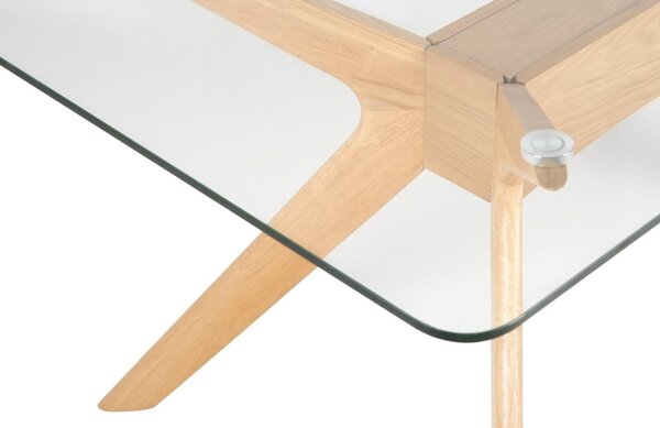 -25 % Dny MOMENTI– Skleněný jídelní stůl Somcasa Della 140 x 90 cm s dubovou podnoží