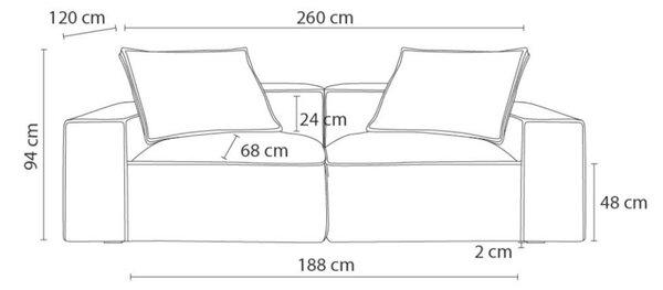 -25 % Dny MOMENTI– Bobochic Paris Světle hnědá manšestrová trojmístná pohovka Boheme 260 cm