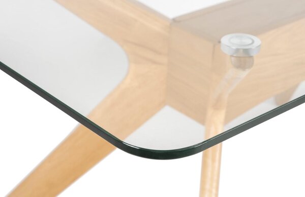 -25 % Dny MOMENTI– Skleněný jídelní stůl Somcasa Della 140 x 90 cm s dubovou podnoží
