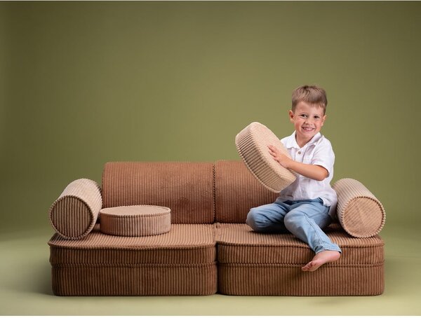 Hnědá manšestrová dětská pohovka 132 cm Settee – Wigiwama
