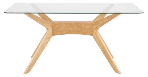 -25 % Dny MOMENTI– Skleněný jídelní stůl Somcasa Della 140 x 90 cm s dubovou podnoží