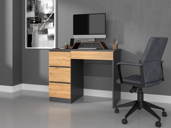 TP Living Psací stůl Mijas levý antracit/dub artisan