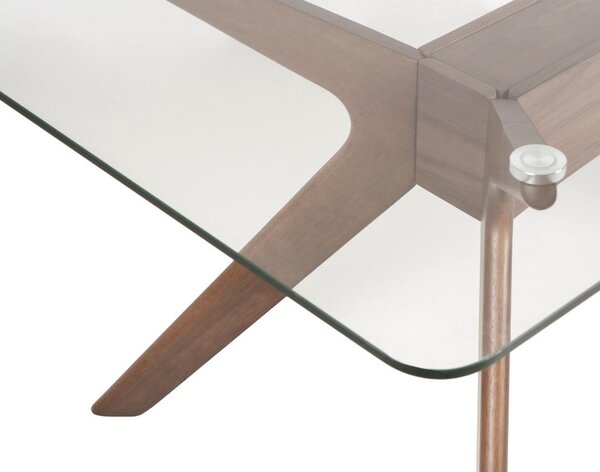 -25 % Dny MOMENTI– Skleněný jídelní stůl Somcasa Della 140 x 90 cm s ořechovou podnoží